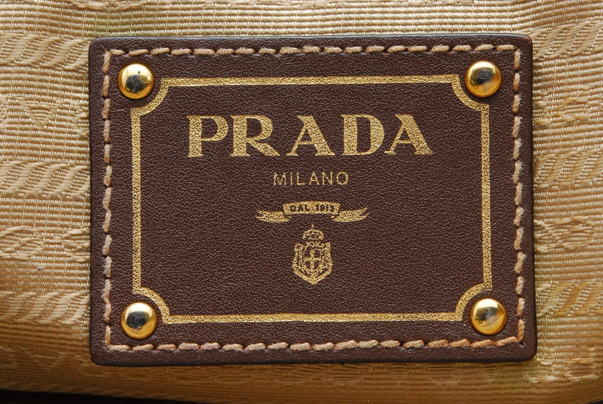 Prada Triangle Logo Tote Bag - Brown, Canvas