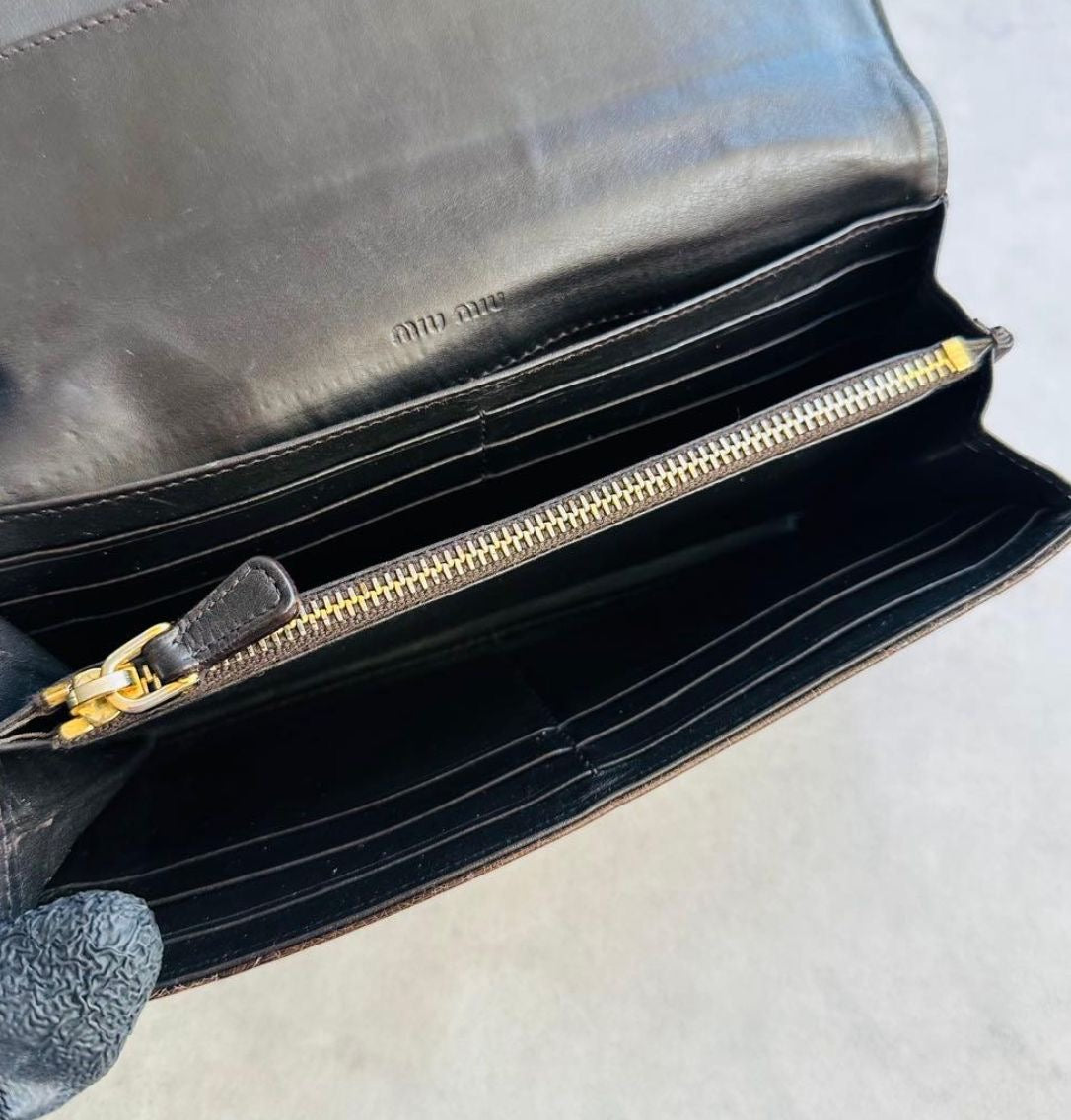Miu Miu Brown Croco Wallet
