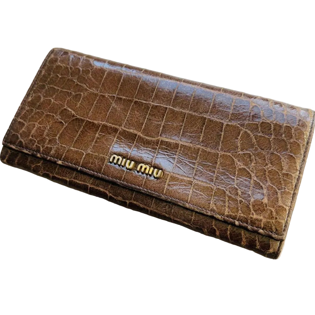 Miu Miu Brown Croco Wallet