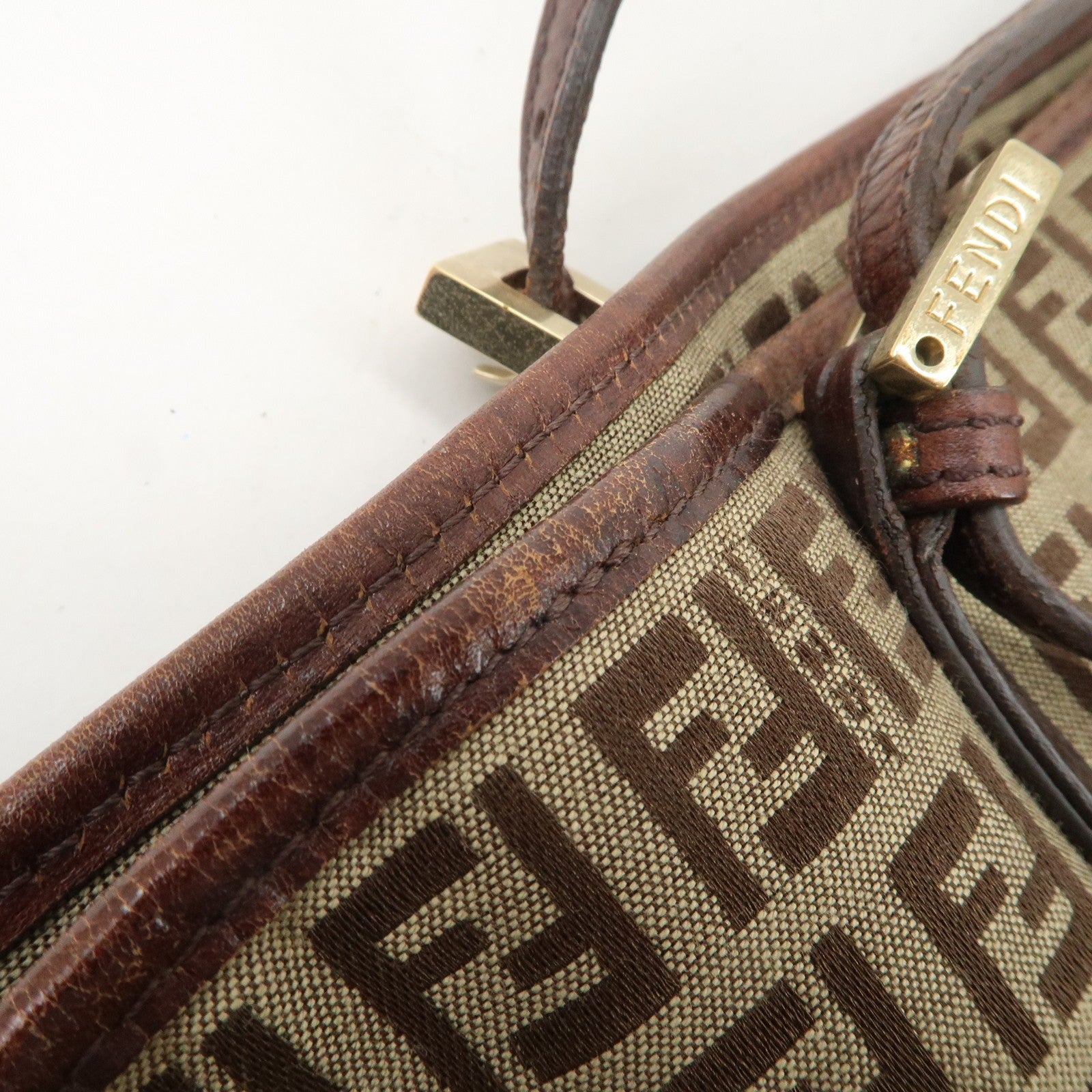 Fendi Tote Shoulder Bag - Beige Brown, Canvas Leather