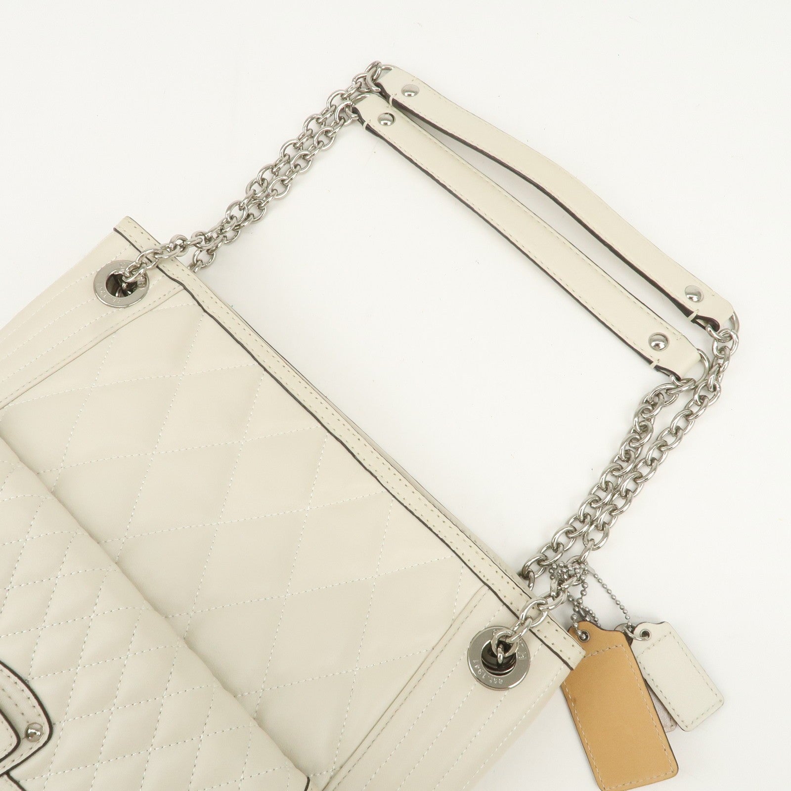 Coach Leather Chain Shoulder Bag - Ivory, Leather