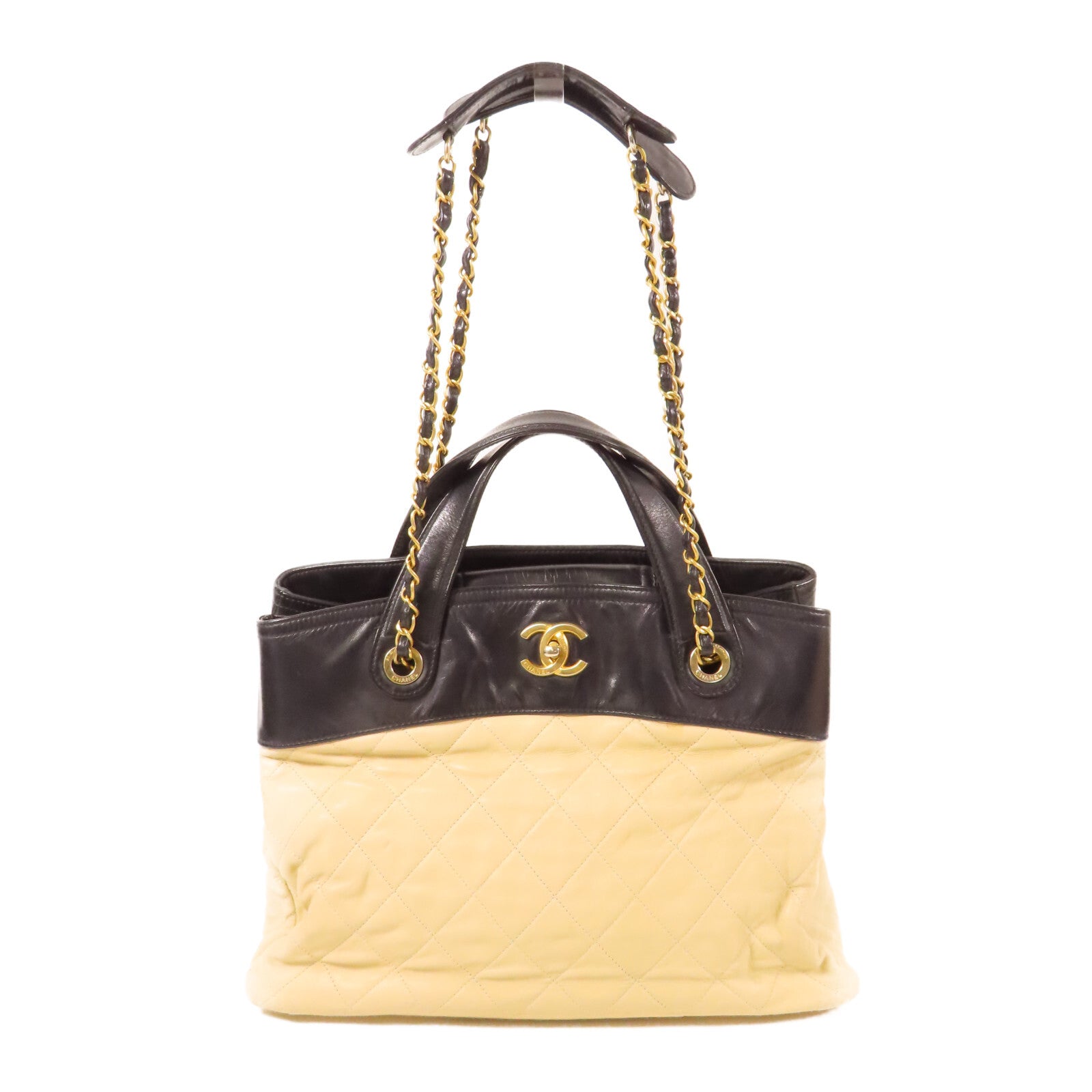 CHANEL CC GHW 2 Way Shoulder Bag - Beige, Leather