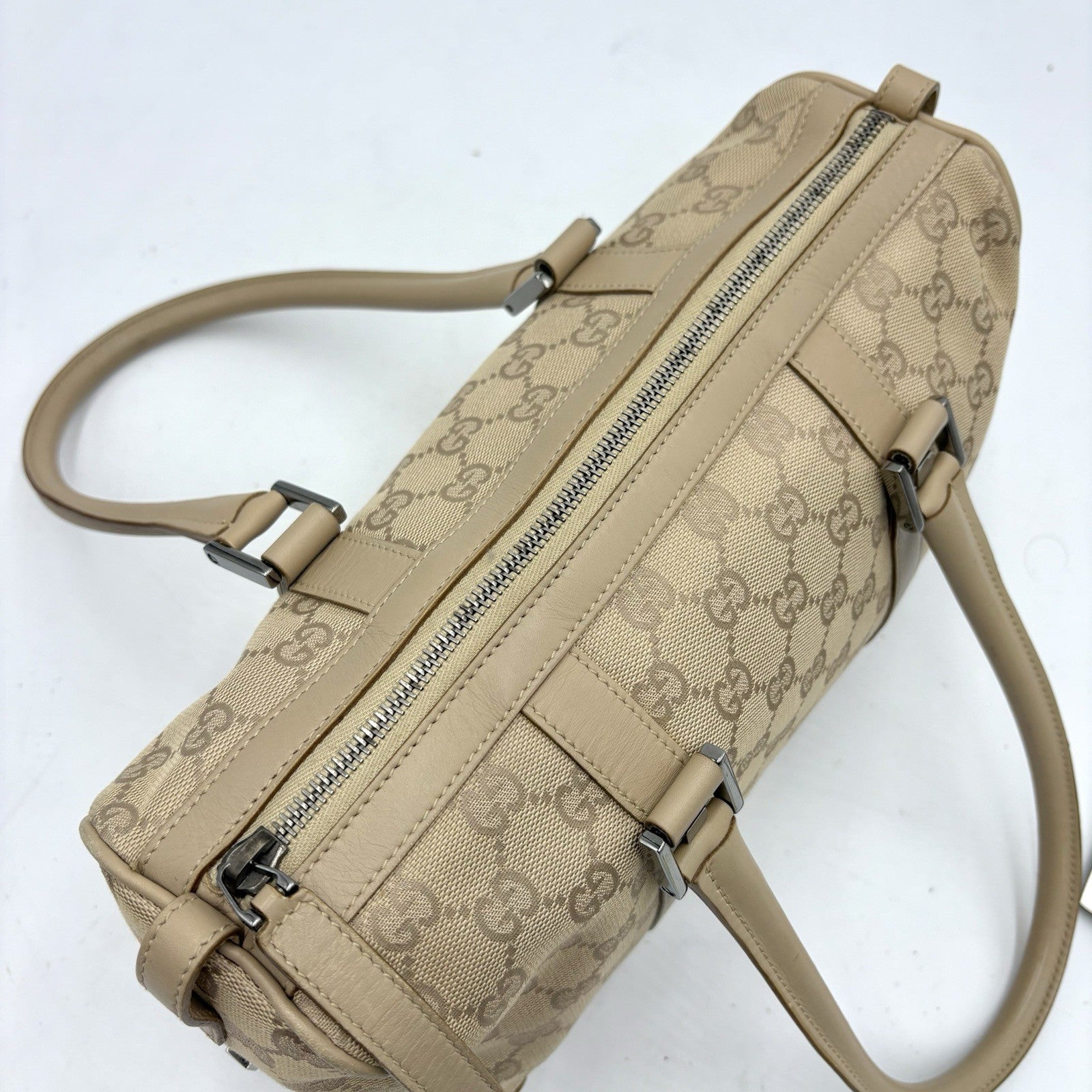 Gucci GG Mini Boston Handbag - Beige, Canvas 