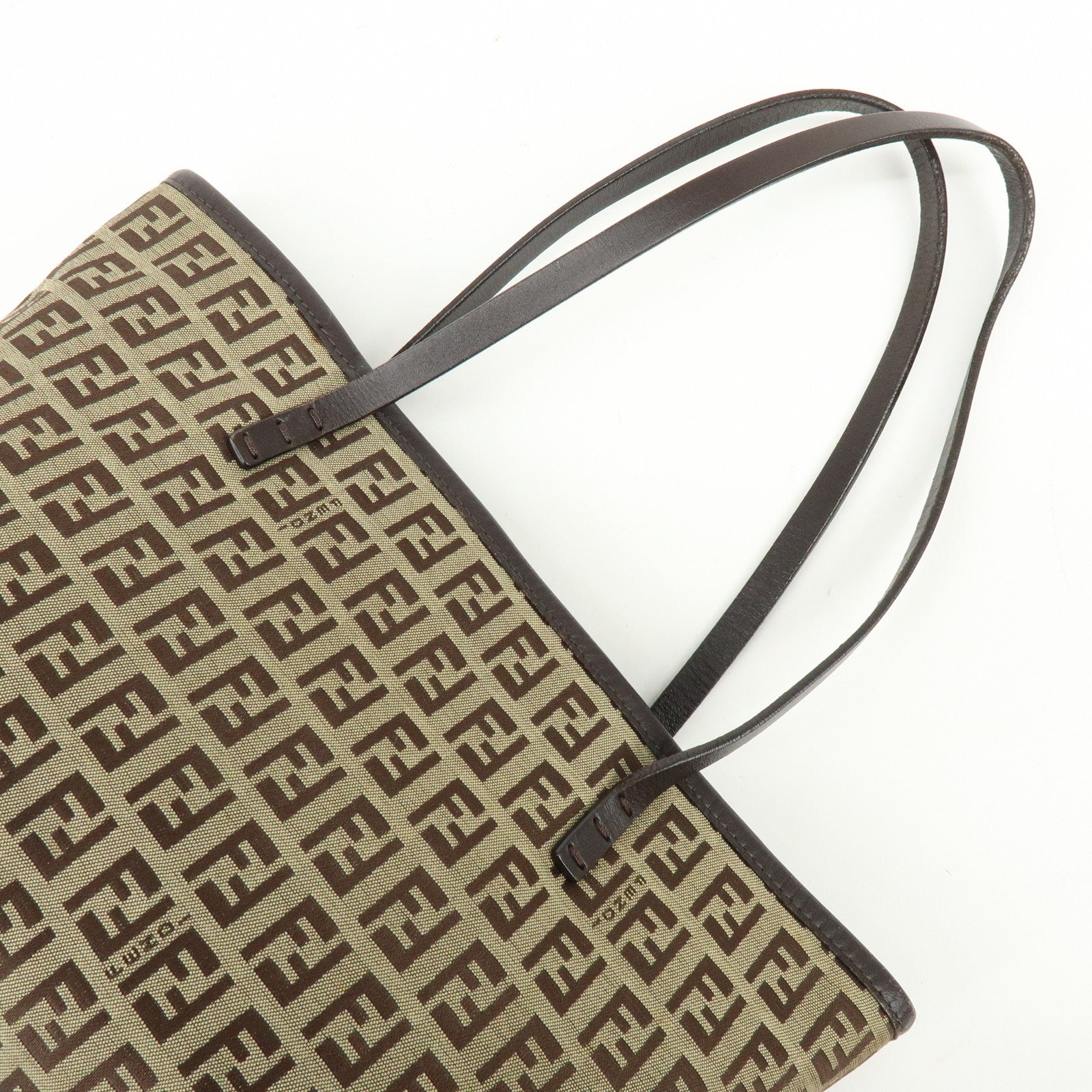 Fendi Zucchino Tote Bag - Brown, Canvas, Leather