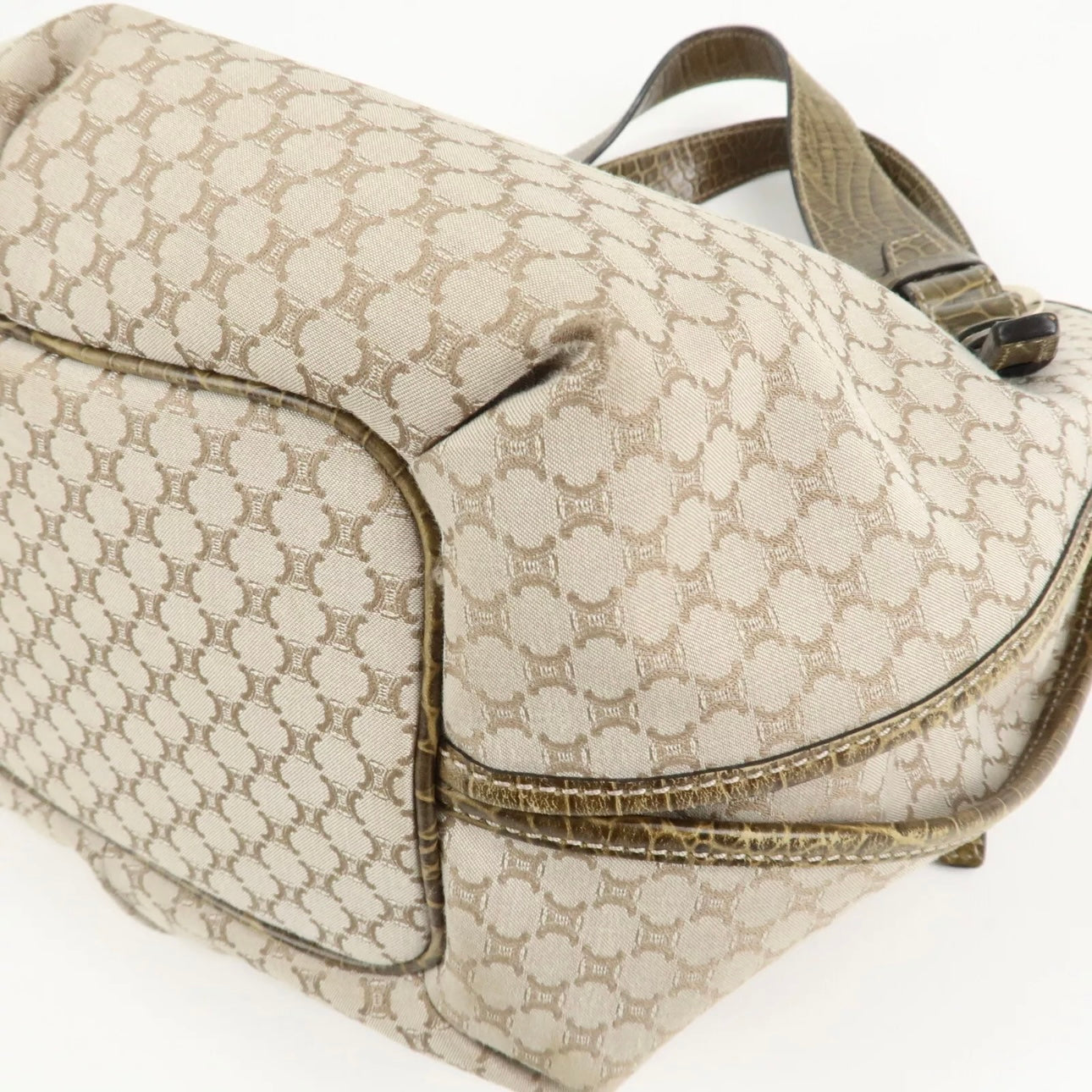 CELINE Macadam Bitter Sweet Canvas Leather Tote Bag - Beige Khaki, Canvas, Leather