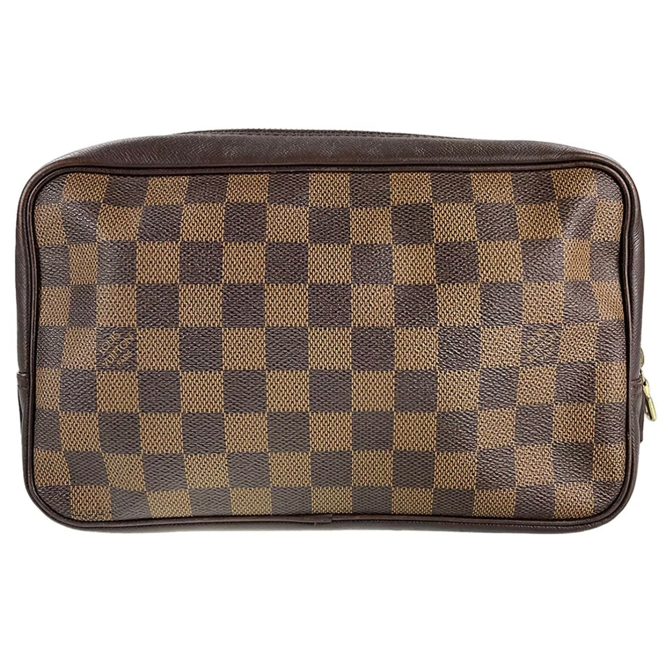 Louis Vuitton Damier Trousse Toilette Leather Coated Canvas Brown Pouch