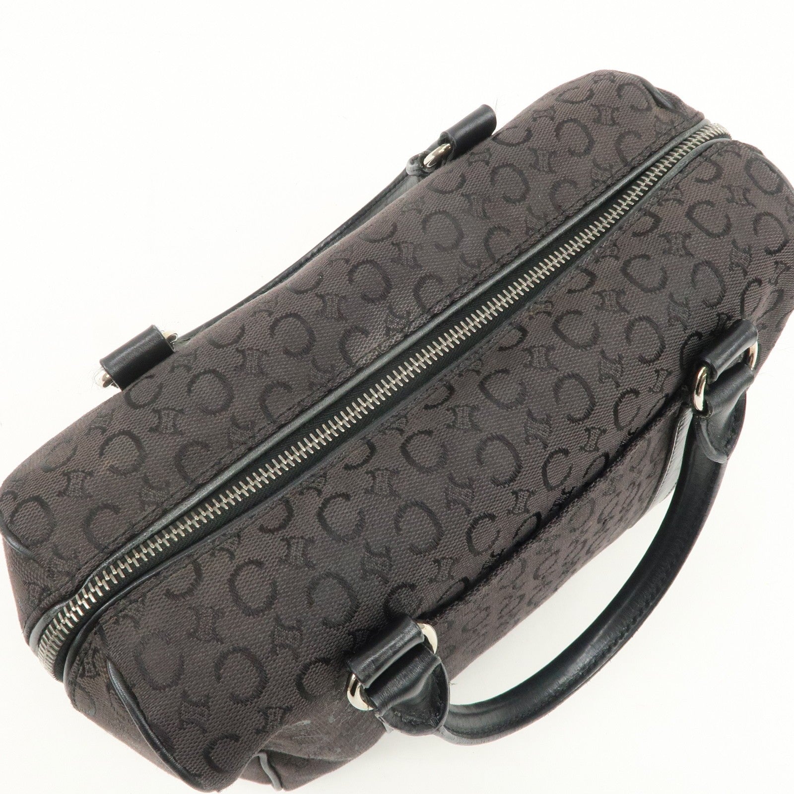 Celine C Macadam Boston Hand Bag - Black, Canvas, Leather 
