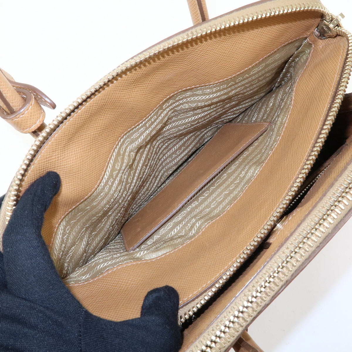 Prada2way Hand Bag - Camel, Saffiano Leather