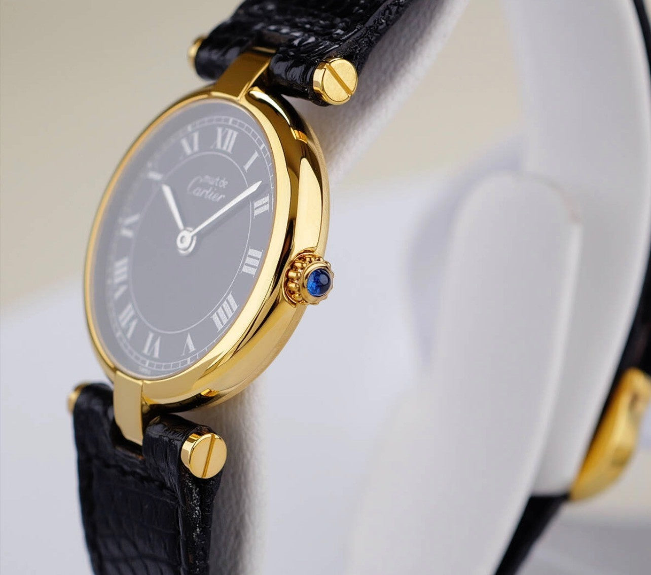 Cartier Must de Cartier Vendome Watch - Black, Leather
