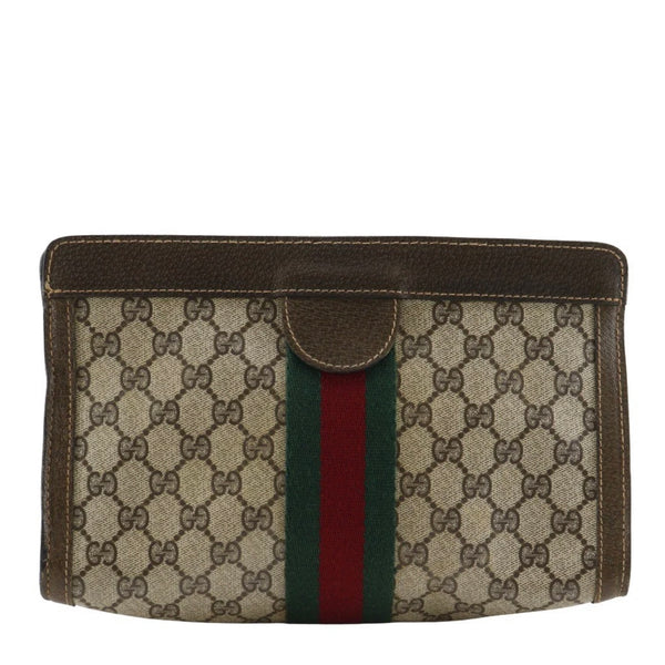 Gucci Sherry Line Clutch Bag - Brown, GG Plus 