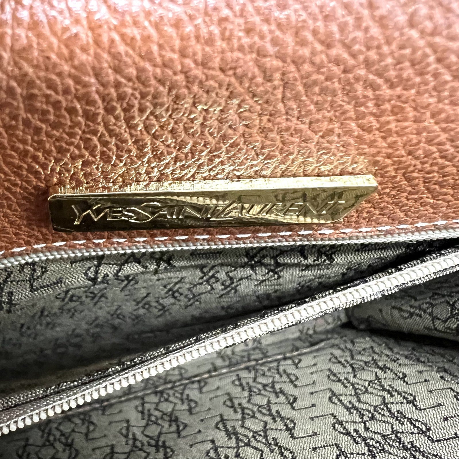 Saint Laurent Shoulder Tote Stitch Bag - Brown, Leather 