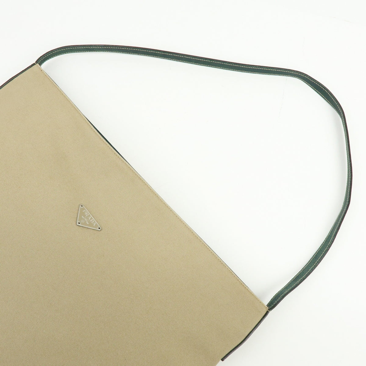 Prada Shoulder Bag - Beige, Green, Canvas, Leather