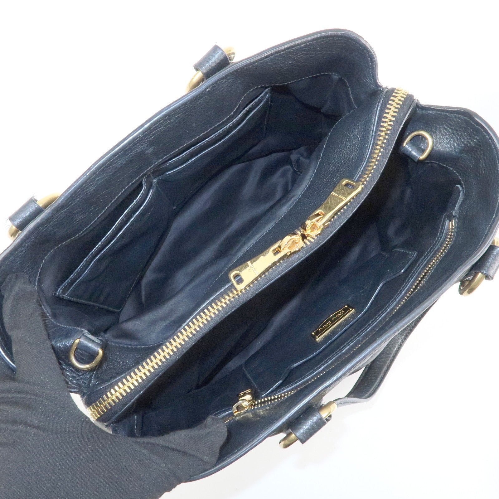 Miu Miu Logo 2Way Bag - Black, Leather 