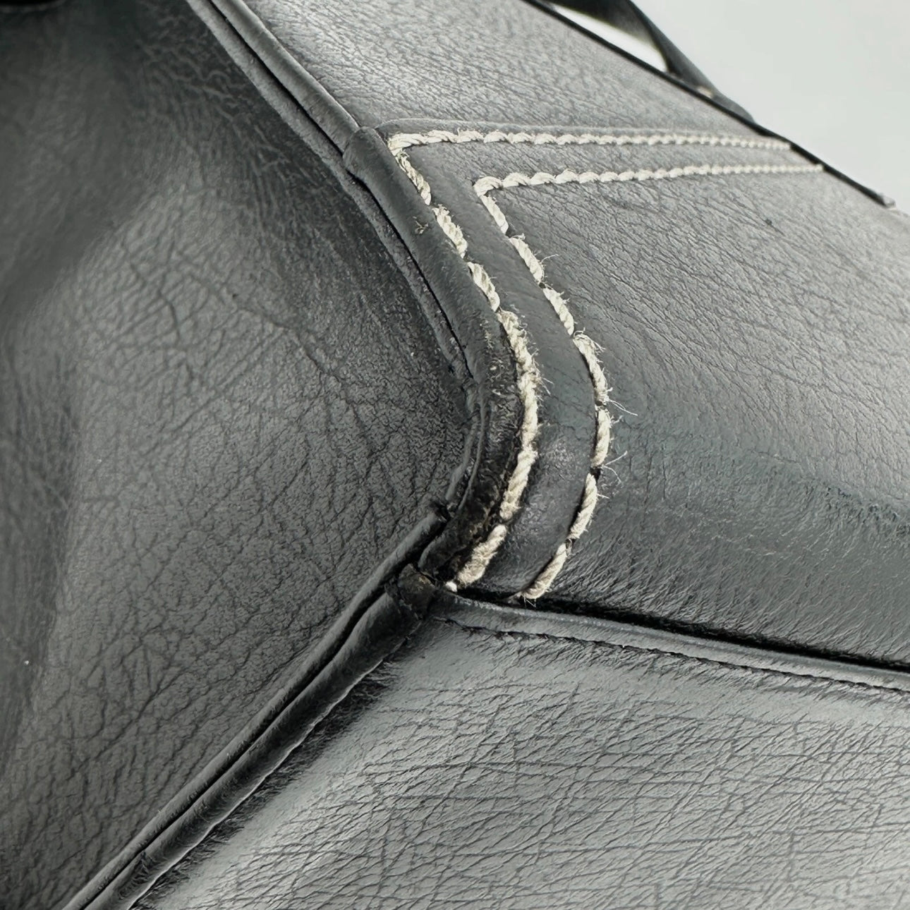 Yves Saint Laurent Hand Tote Stitch Bag Leather Black Vintage