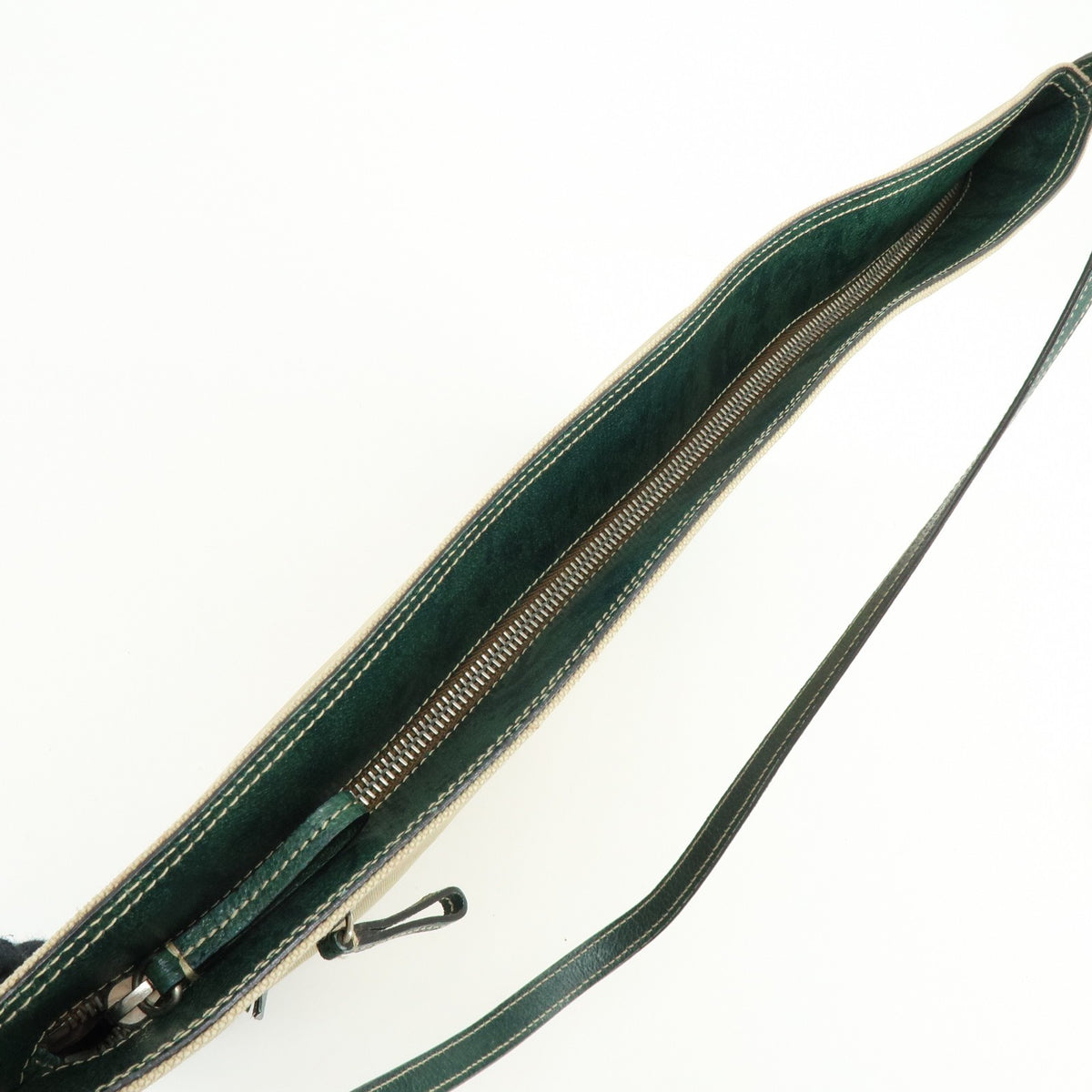 Prada Shoulder Bag - Beige, Green, Canvas, Leather