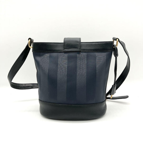 Fendi Pecan Pattern Shoulder Bag - Black x Navy, PVC Leather