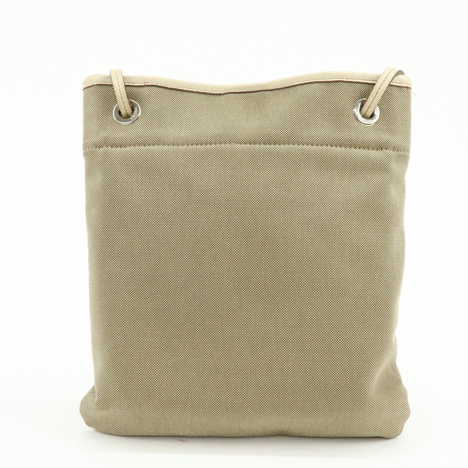 Prada Logo Jacquard Shoulder Bag - Beige, Leather