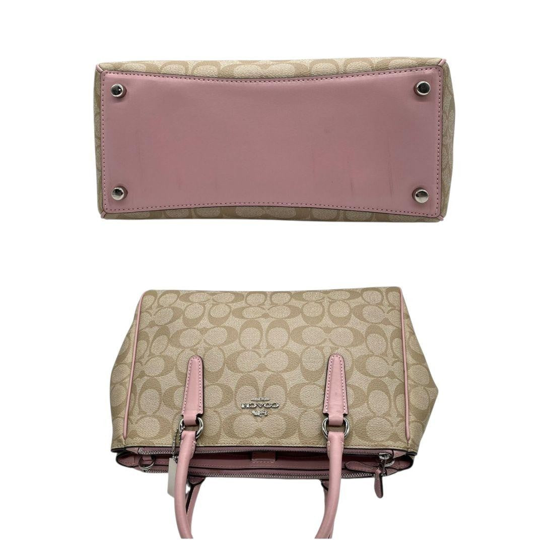 Coach Signature 2way Crossbody Handbag - Pink Beige, PVC