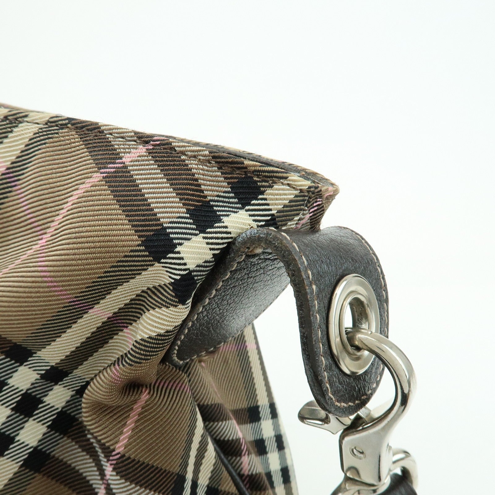 Burberry Nova Plaid Shoulder Bag - Brown, Canvas, Leather