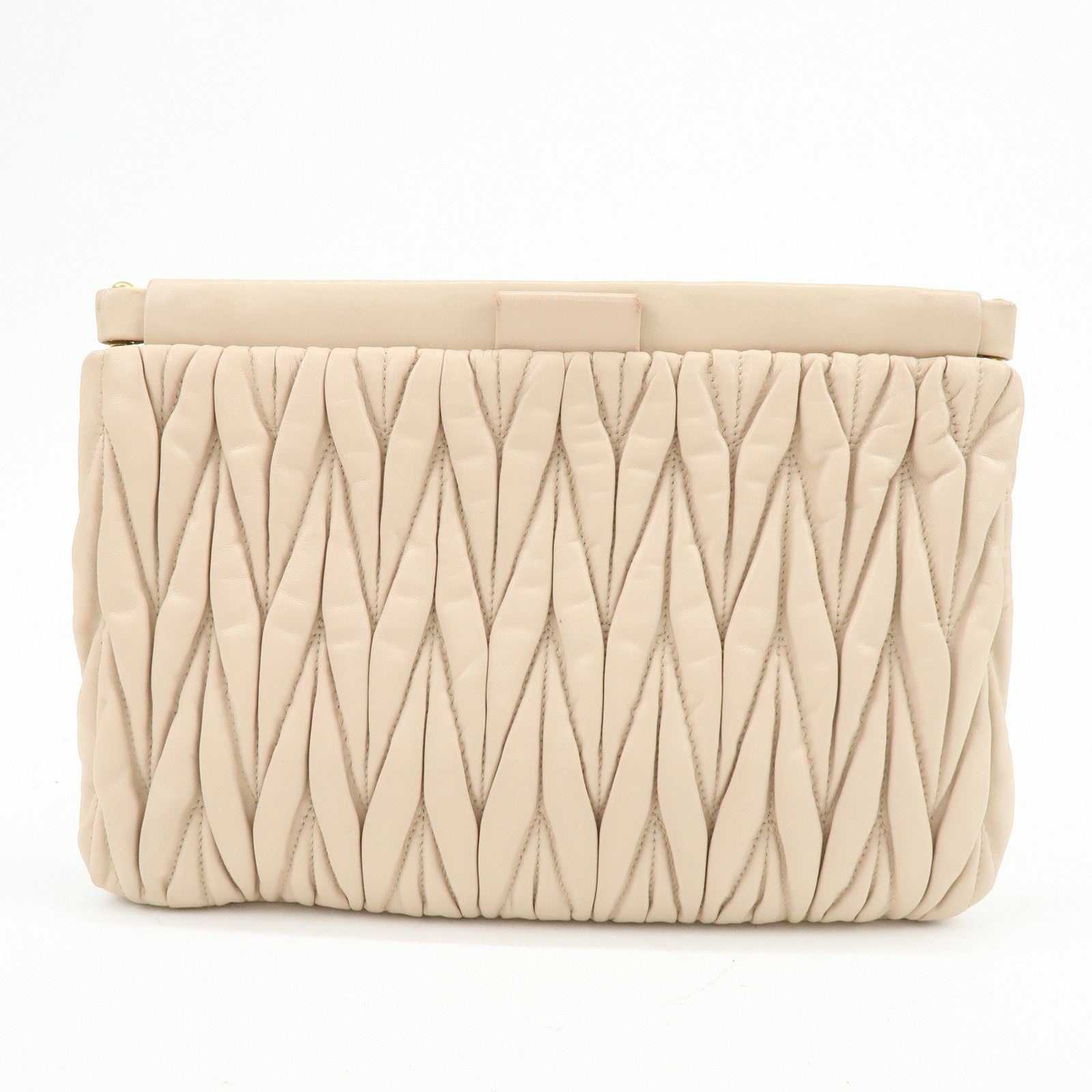 Miu Miu Clutch Bag - Beige, Nappa Leather