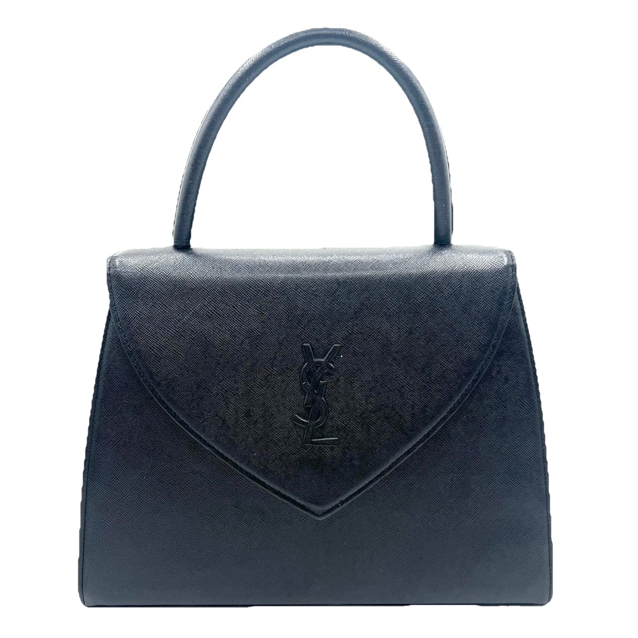 Yves Saint Laurent Hand bag Leather Vintage Black Authentic