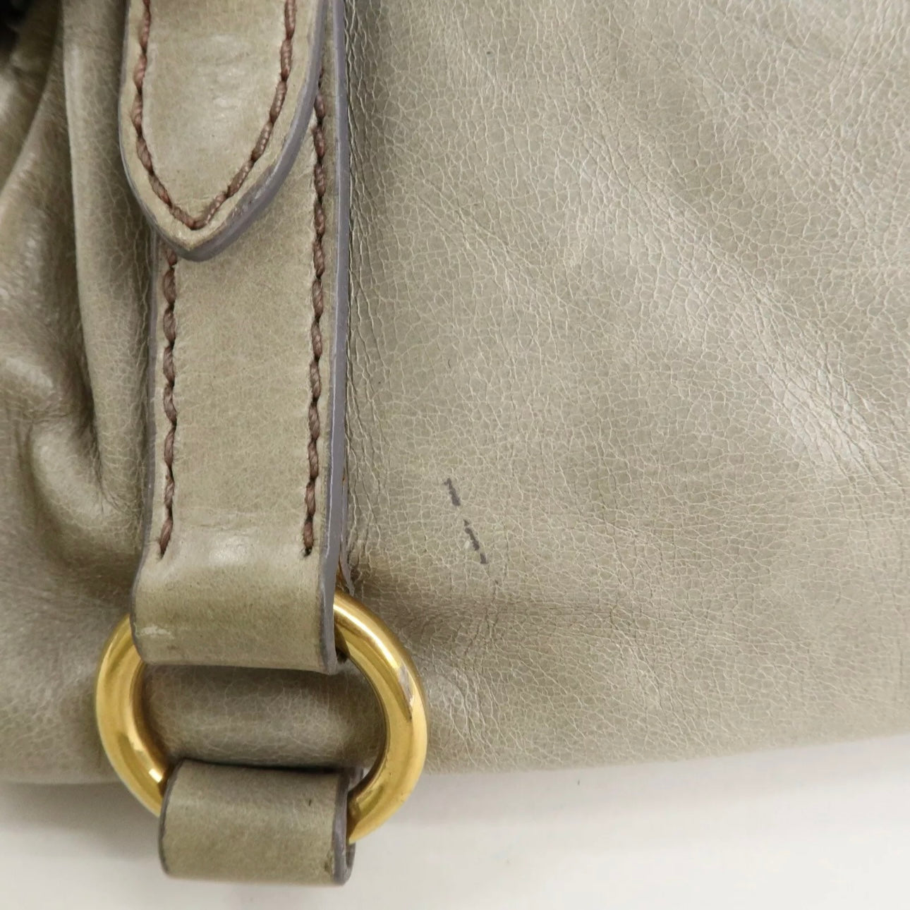 MIU MIU Leather Hand& Shoulder Bag Beige