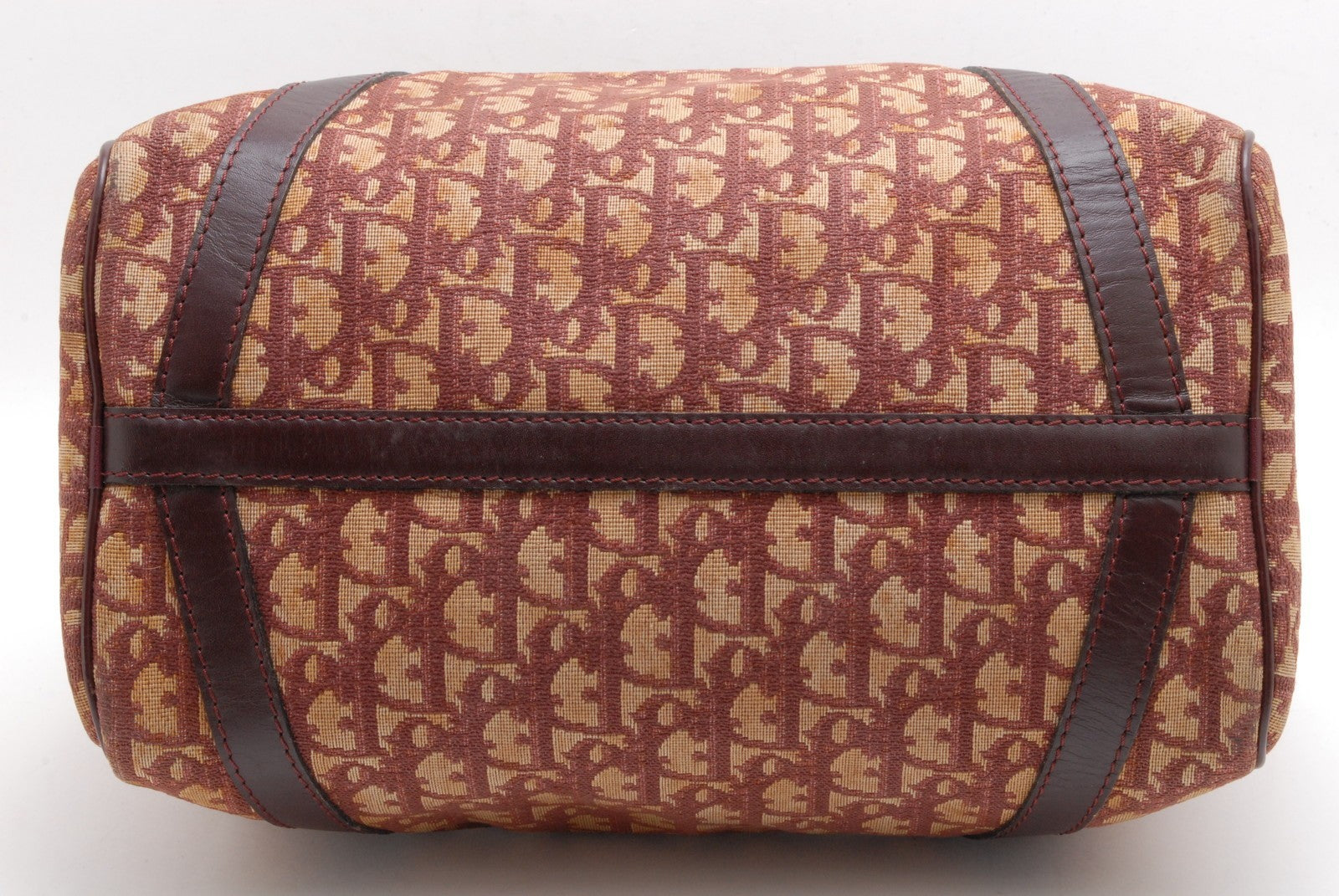 Christian Dior Trotter Boston Hand Bag - Burgundy Red, Canvas