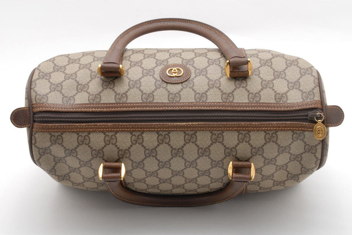 Gucci Vintage GG Supreme Boston Handbag - Brown Beige, PVC Leather