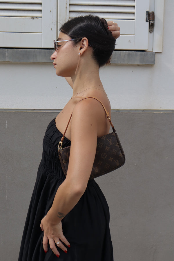 Louis Vuitton Pochette Hand Bag - Brown, Canvas 