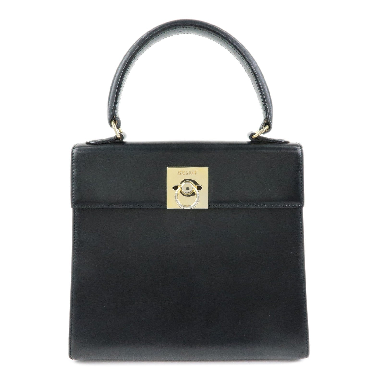 Celine Top Handle 2Way Hand Bag - Black, Leather