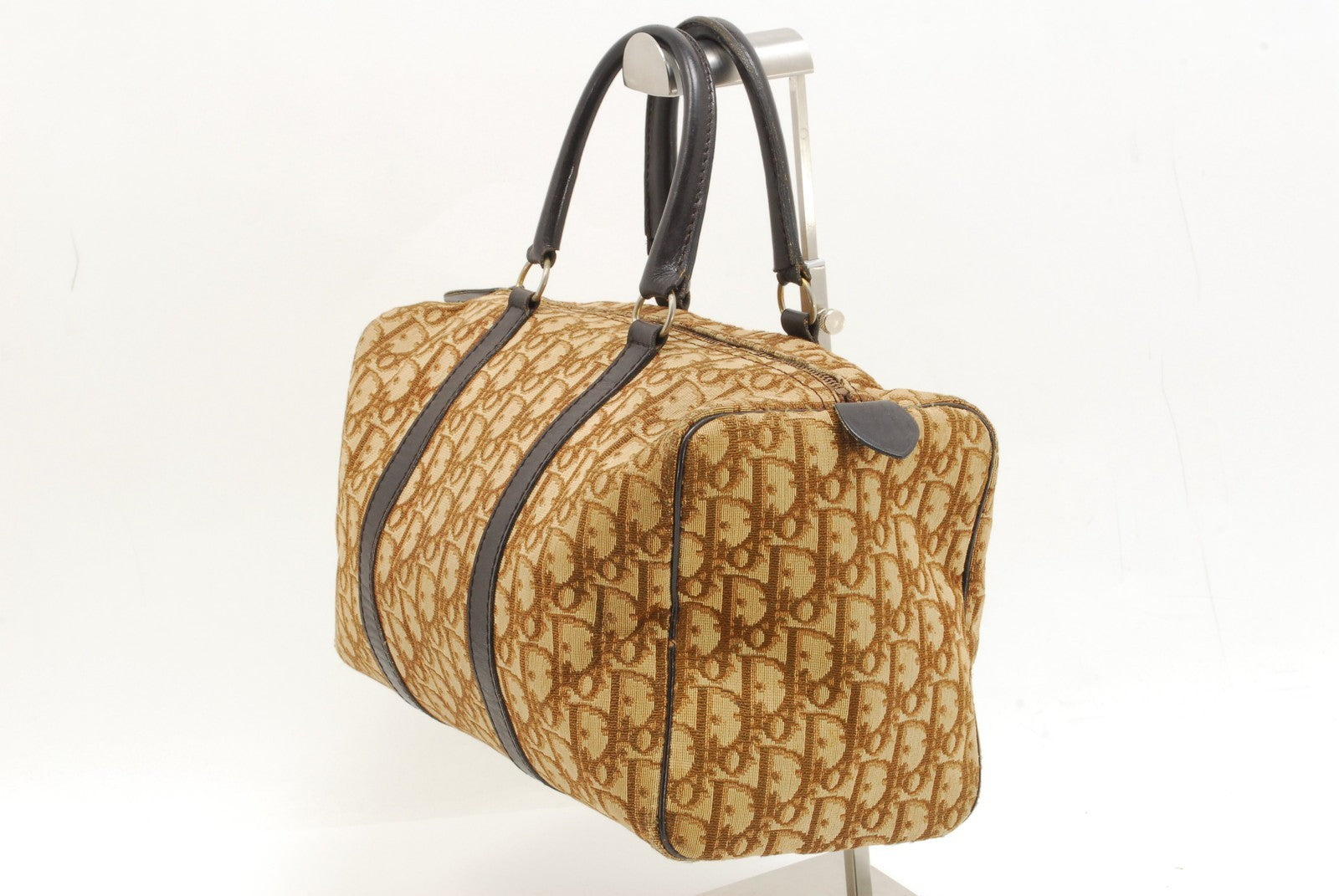 Christian Dior Trotter Boston Bag - Beige, Canvas & Leather