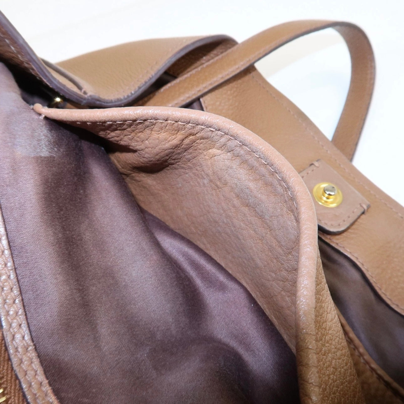 MIU MIU Vitello Phenix Leather Shoulder& Hand Bag Brown