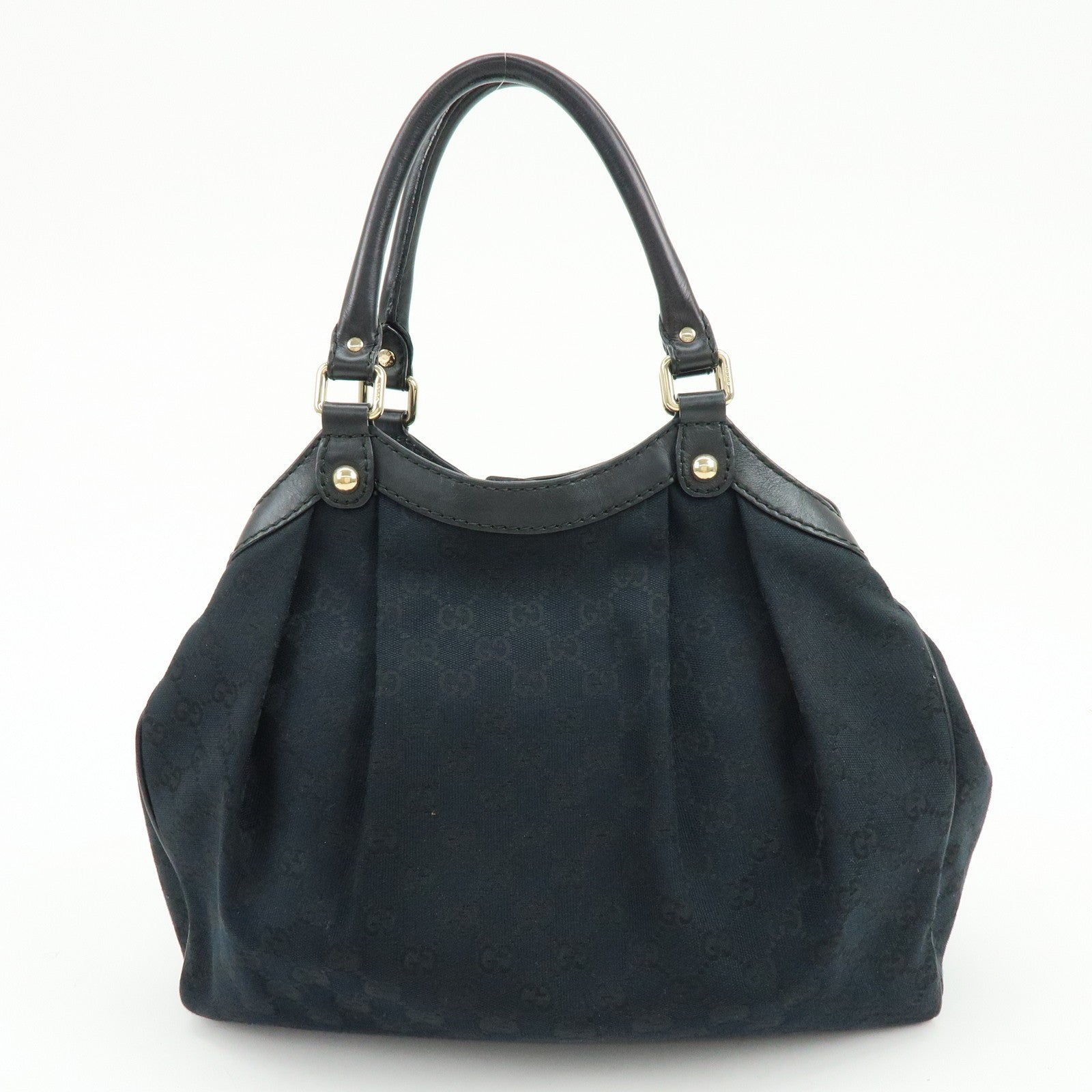 GUCCI Sukey GG Canvas Leather Tote Bag Hand Bag Black