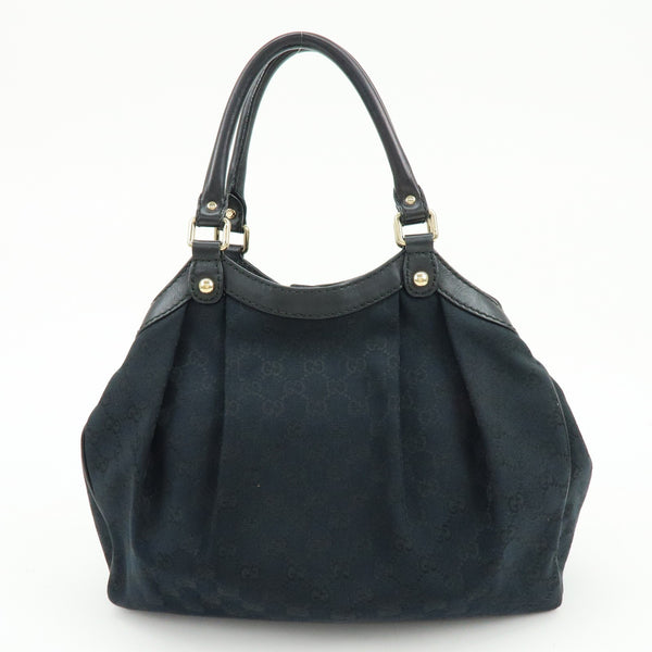 GUCCI Sukey GG Canvas Leather Tote Bag Hand Bag Black
