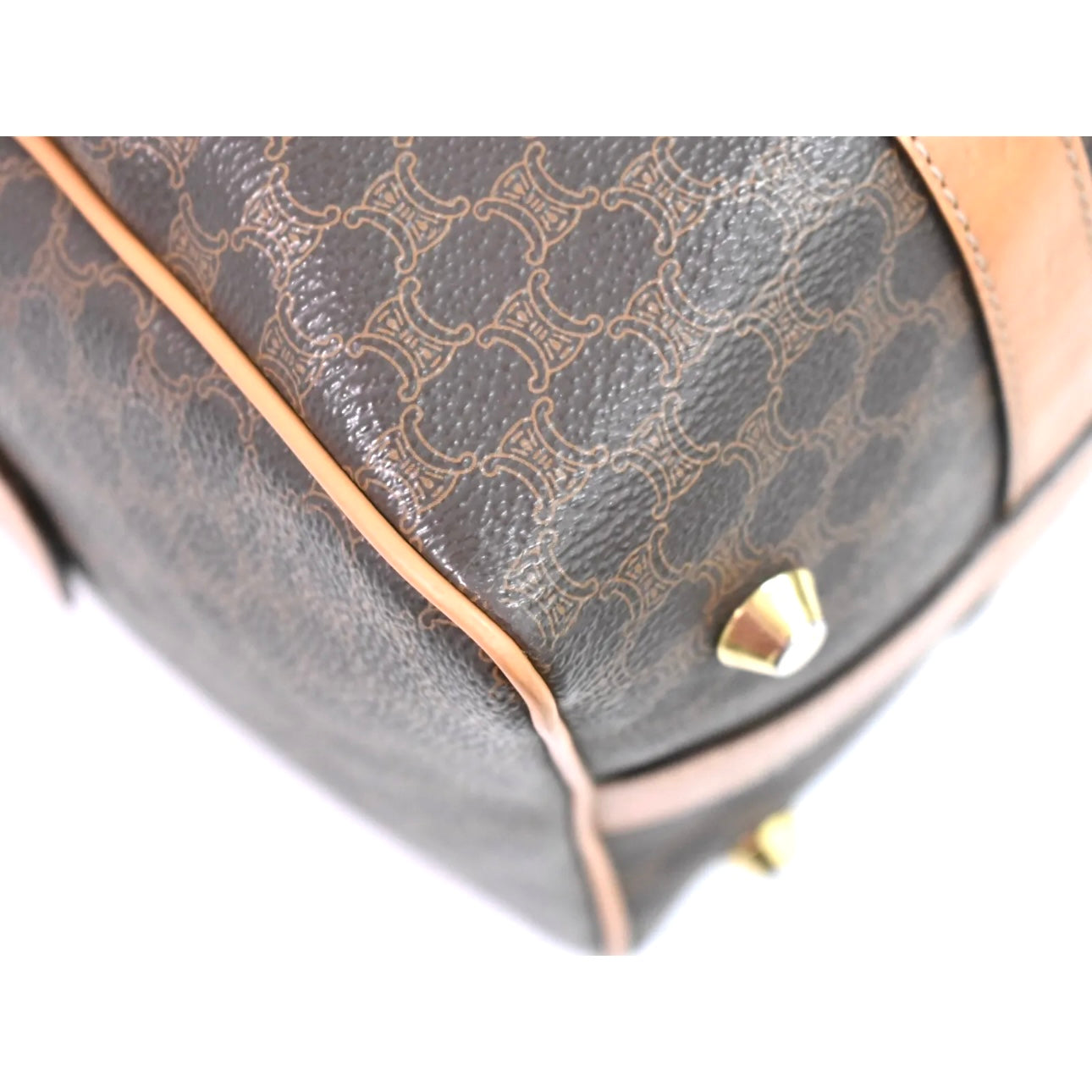 Celine Macadam PVC Boston Handbag Brown