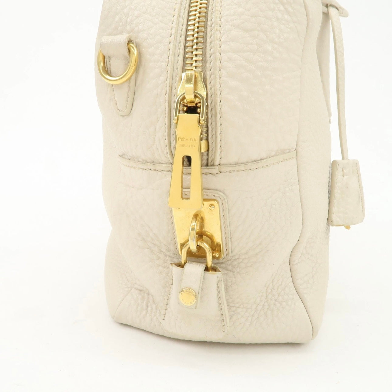 Prada Boston Hand Bag - Ivory, Leather