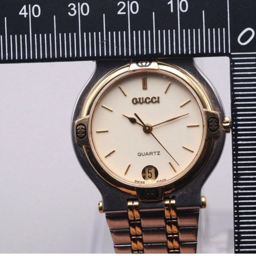 Vintage GUCCI 9000M Men's Quartz Watch Gold Dial Swiss Made