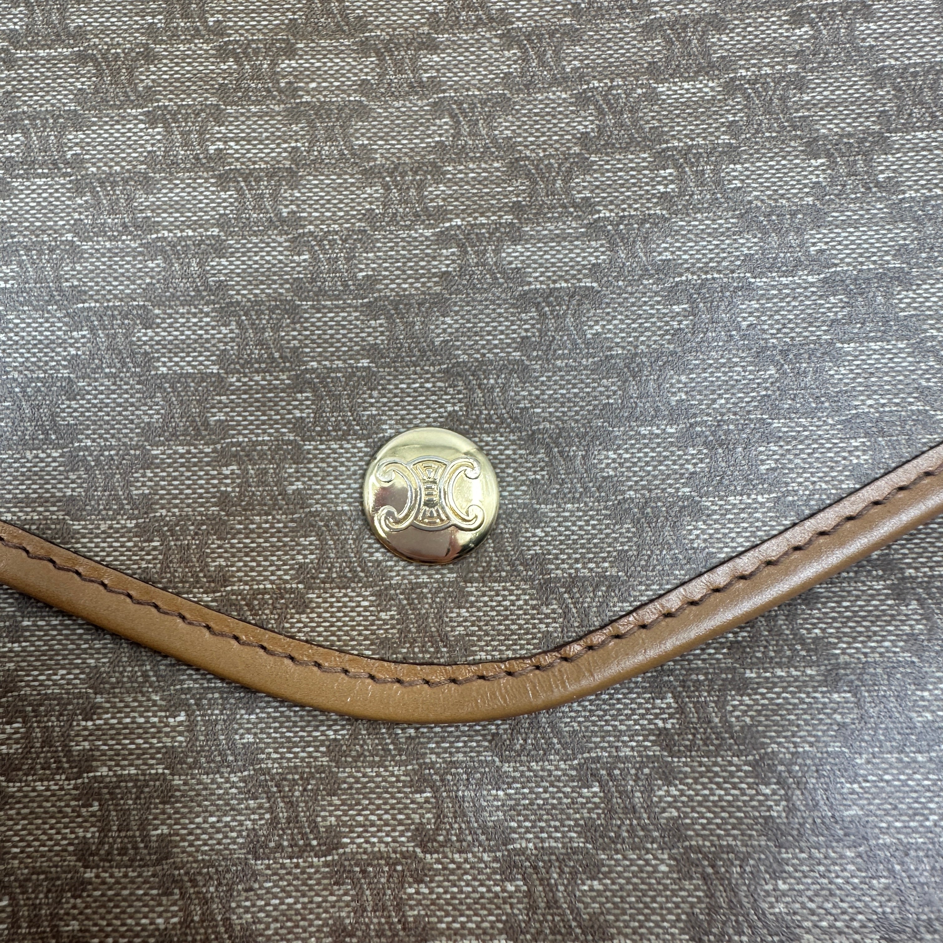 Celine Clutch Hand Bag Pouch Brown
