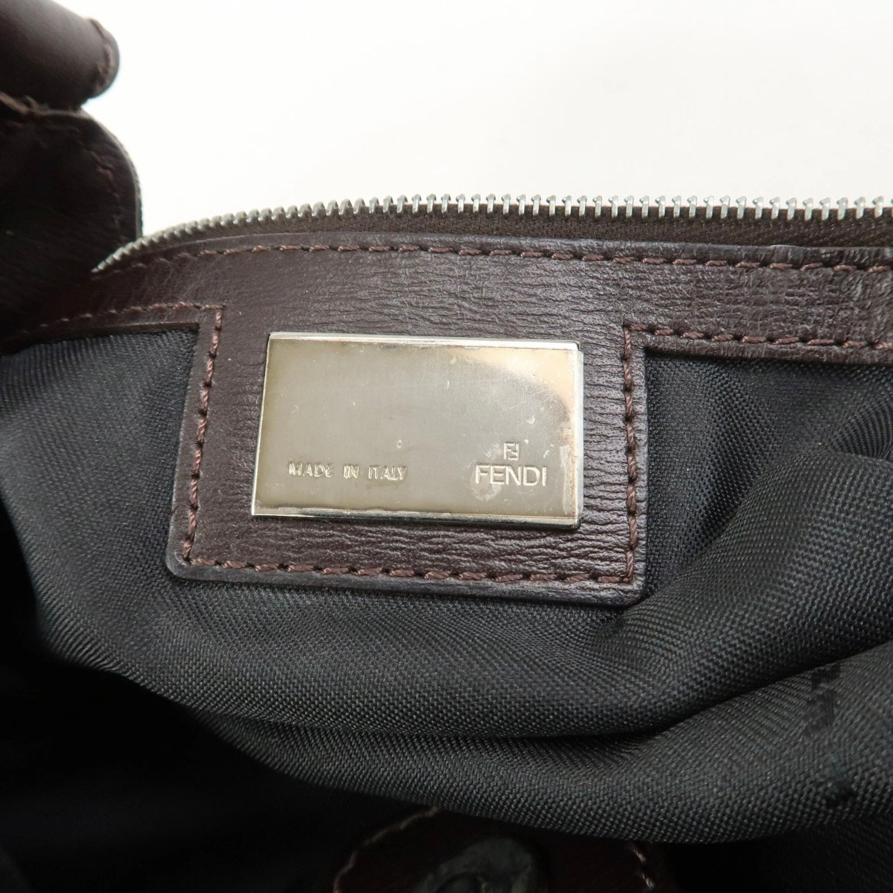 FENDI Canvas Leather Shoulder Bag Hand Bag Zebra Motif