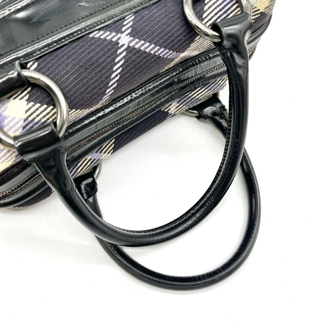 Burberry Blue Label Check Handbag Mini Boston Bag - Multicolor, Canvas, Leather