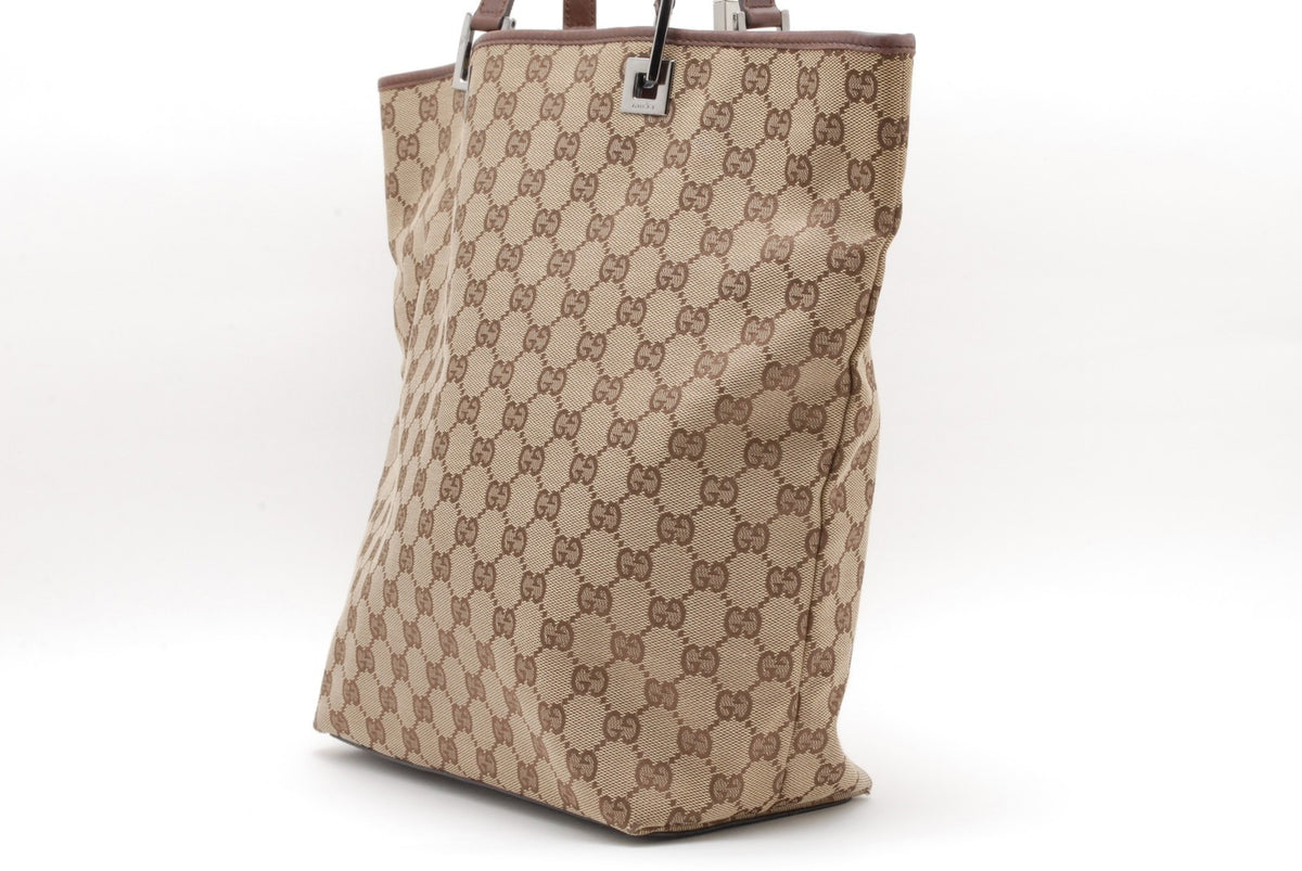 Gucci GG Tote Shoulder Bag - Beige Brown, Canvas Leather