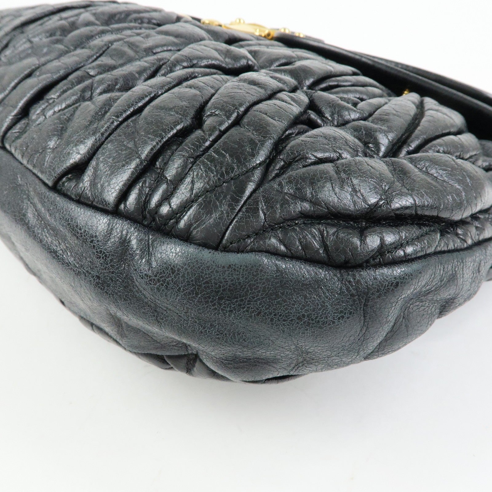 Miu Miu Matelasse Hand Bag - Black, Leather 