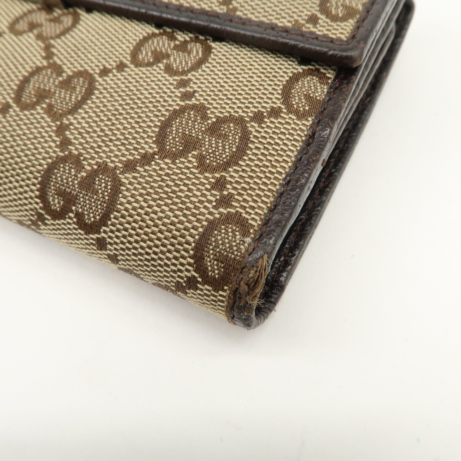 Gucci GG Canvas Leather Bi-fold Long Wallet - Dark Brown, Leather