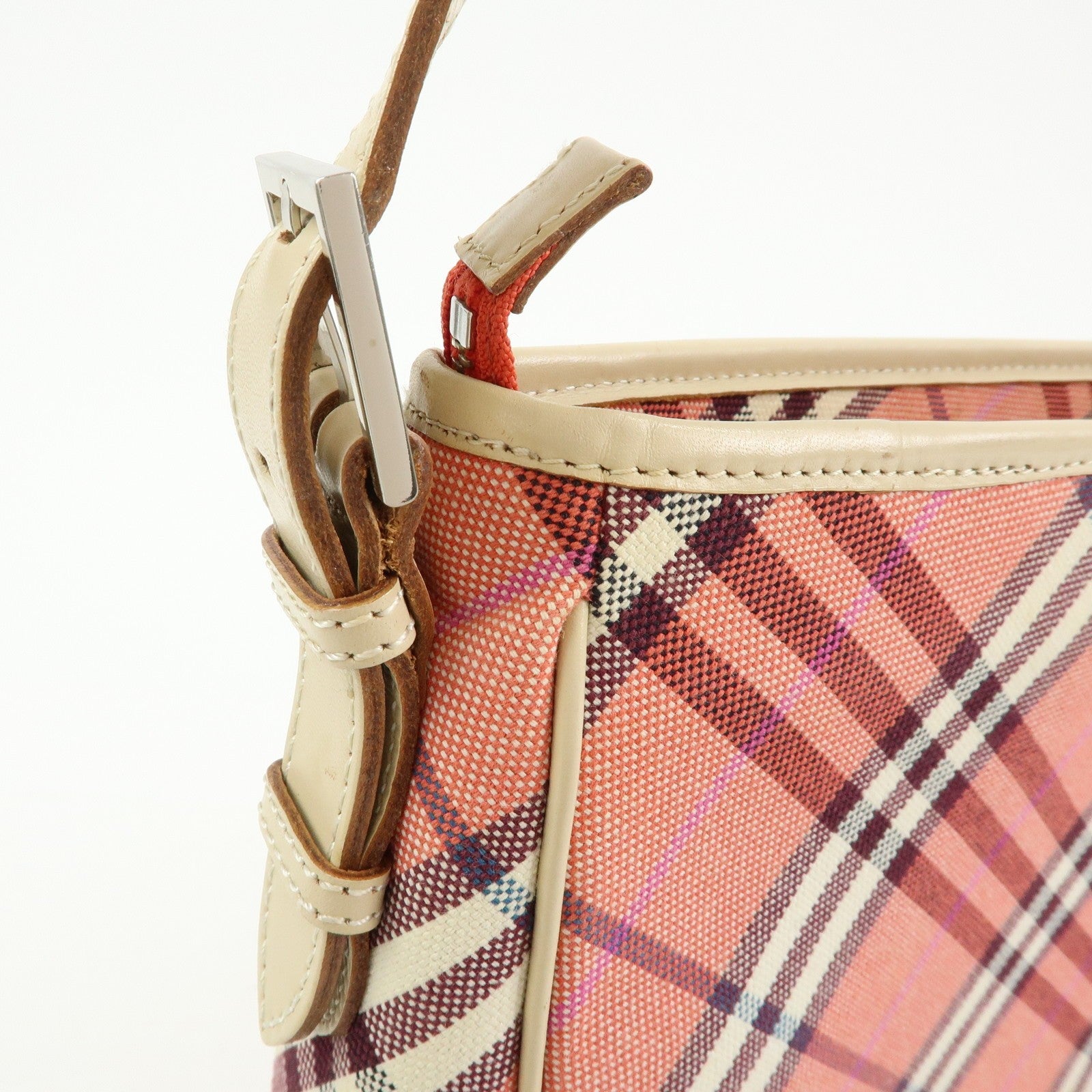 Burberry Shoulder Bag - Pink, Beige, Canvas, Leather