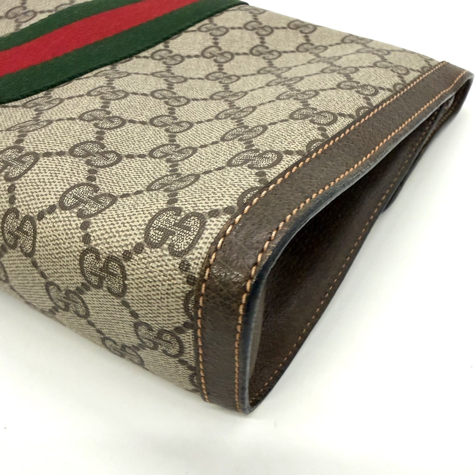 Gucci Sherry Line Clutch Bag - Brown, PVC Leather 