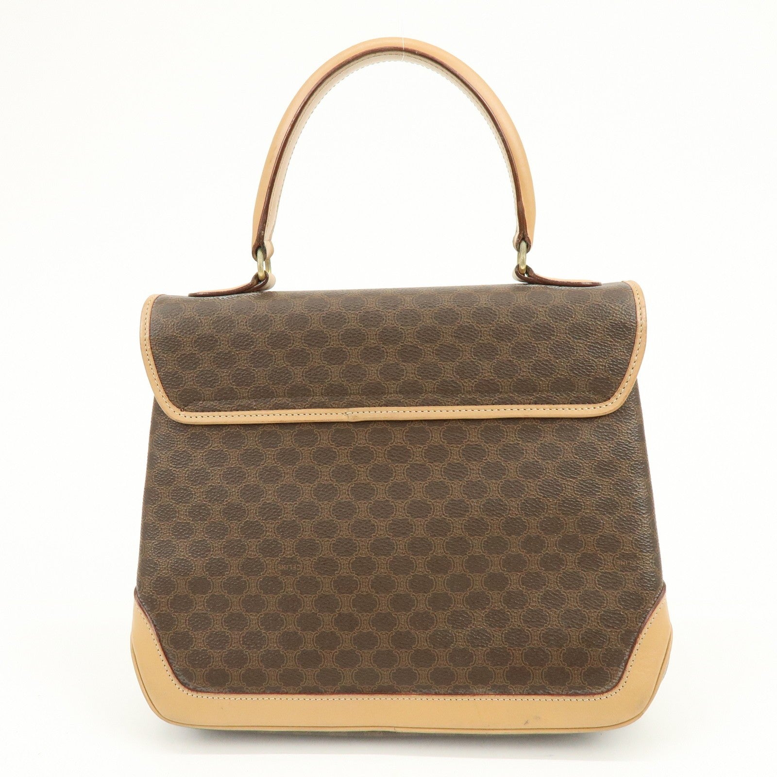 Celine Macadam Hand Bag - Brown Beige, PVC Leather 