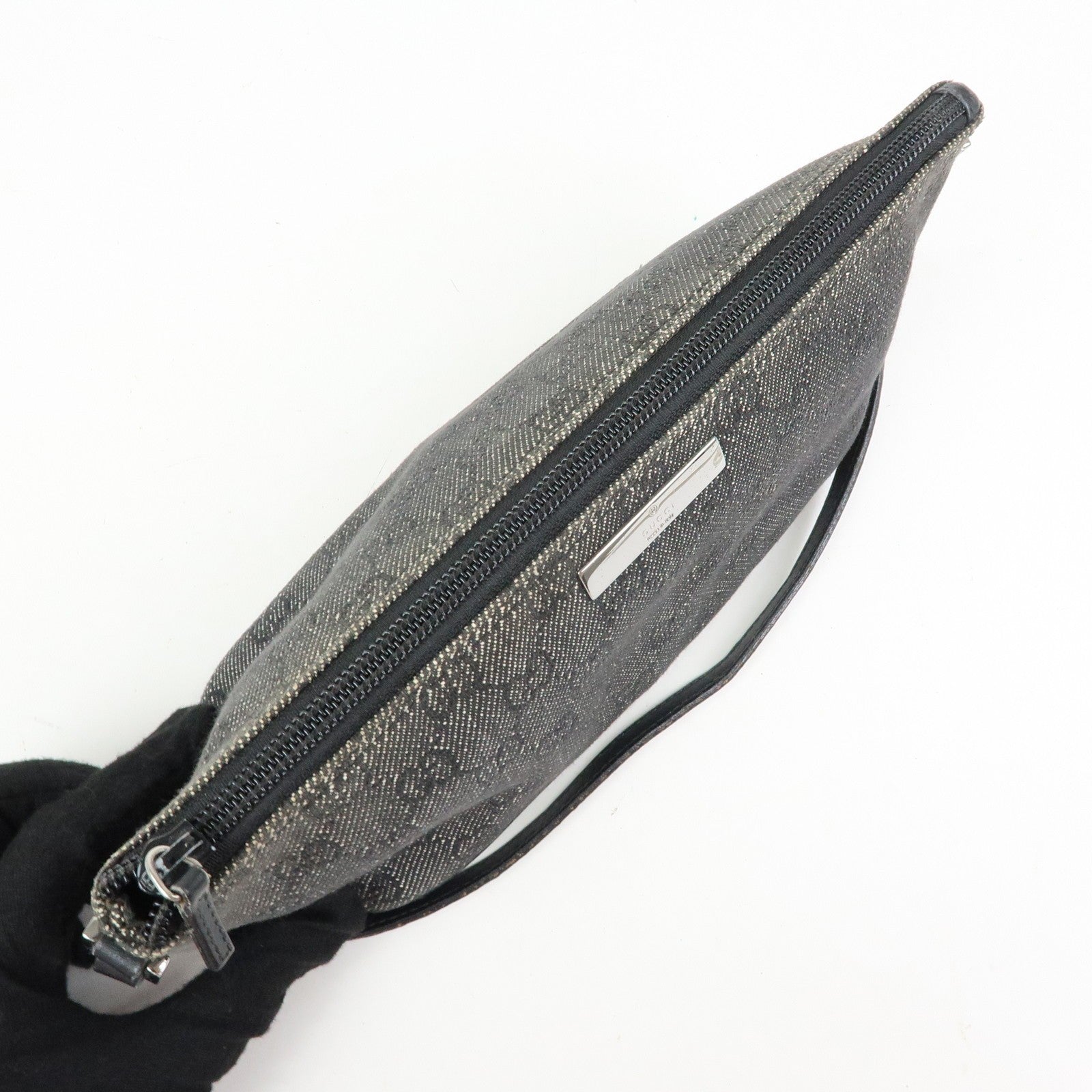 Gucci Boat Bag Accessory Pouch - Black, GG Canvas Leather 