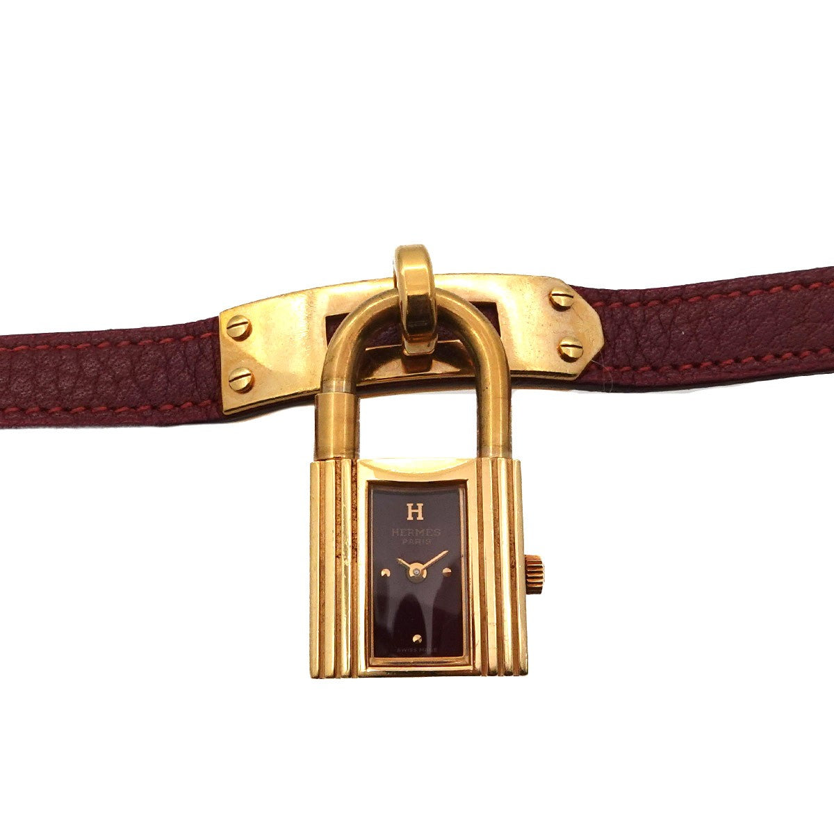 Hermès Kelly Watch - Bordeaux, Stainless steel/YGP,Leather