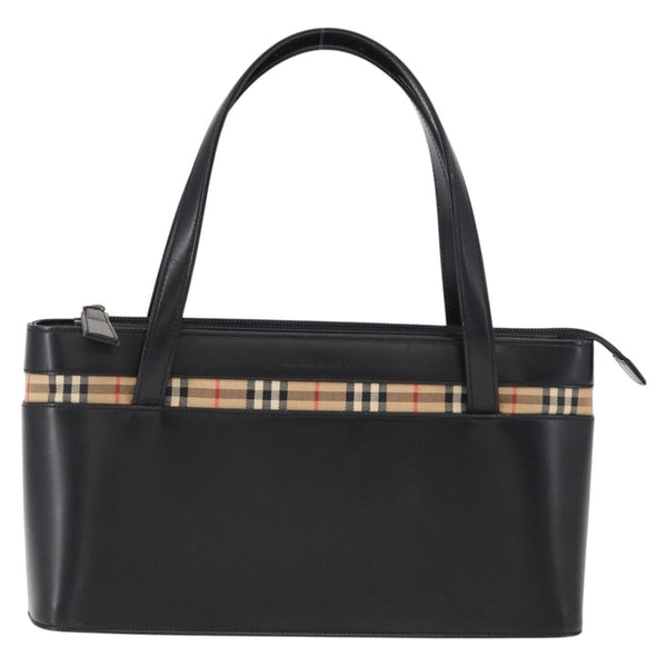 Burberry Nova Check Hand Bag - Black/Silver, Leather
