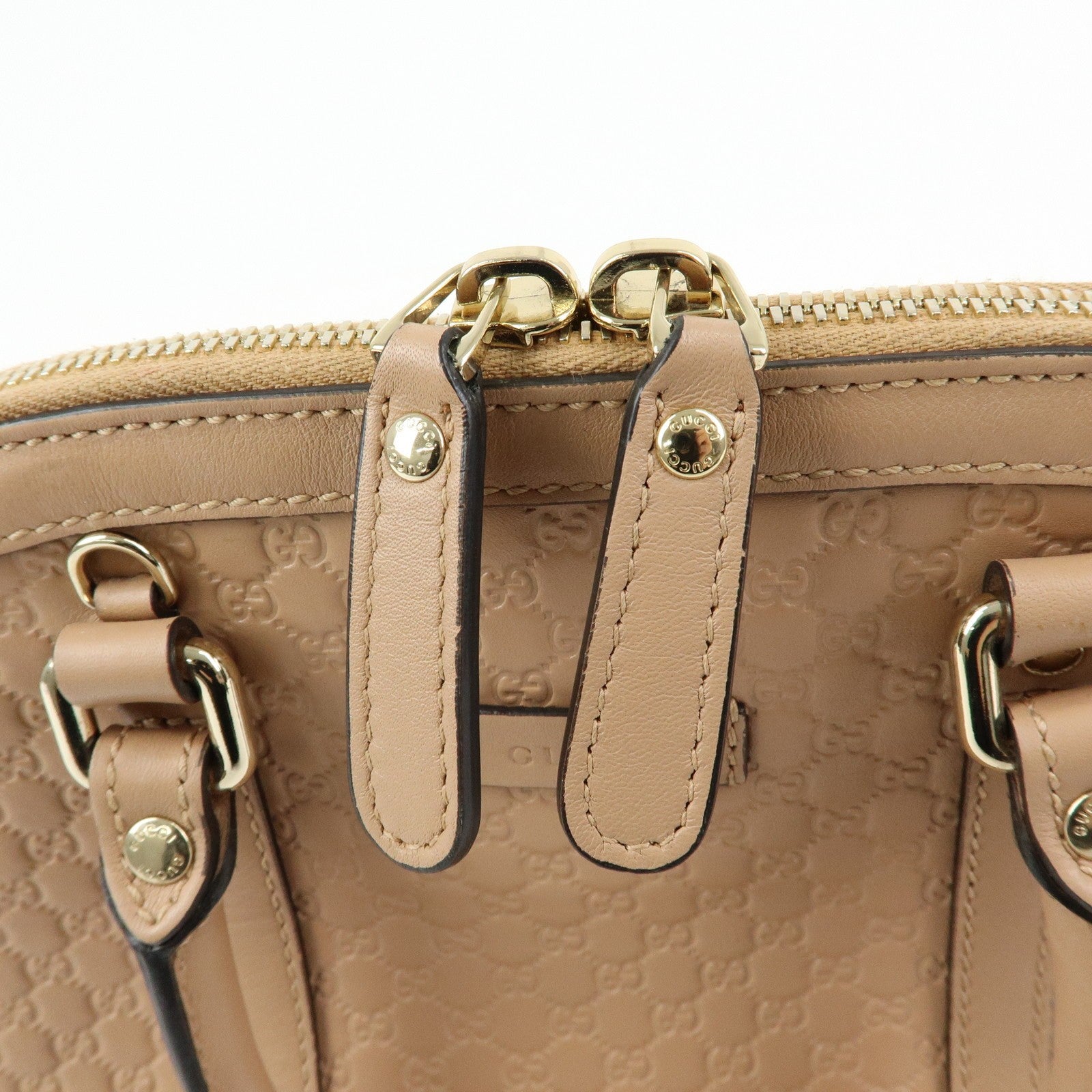 GUCCI Microguccissima Leather Bag Hand Bag Beige